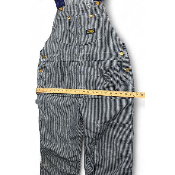 Vtg Sears Bib Overalls 40x30 Hickory Striped Railroad Toughskins Union Made USA - Picture 14 of 16